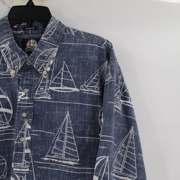 Reyn spooner Hawaiian Shirt men's 2XL Reverse print sailboat boat popover camp - Picture 2 of 11